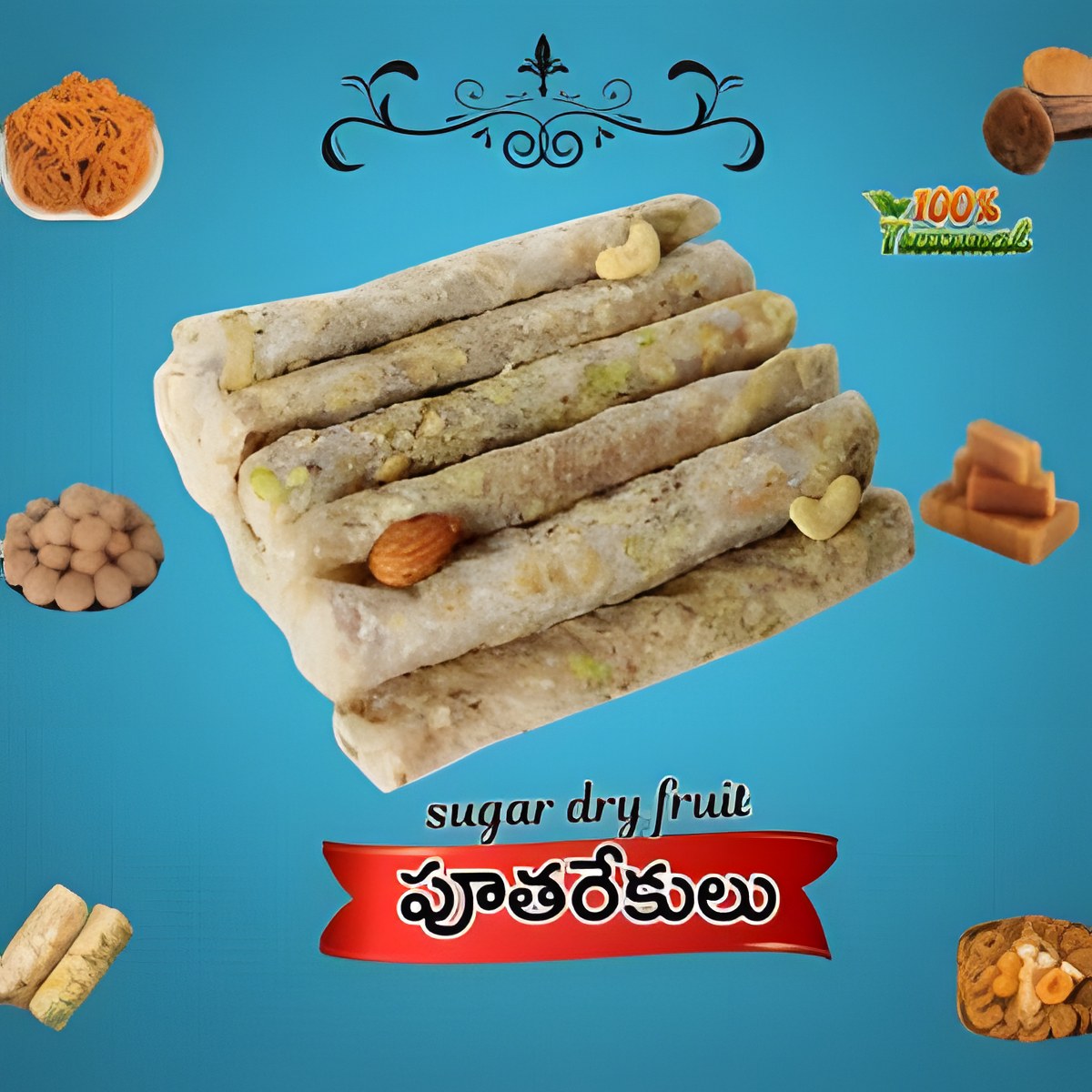 Sugar Dry Fruit Putharekulu